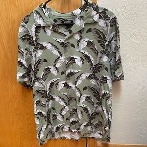 Express Rayon Short Sleeve Collared Shirt
